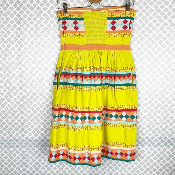 GUC Anthro Leifsdottir Ribboned Quilotoa Strapless Mini Cotton Dress - Picture 6 of 16